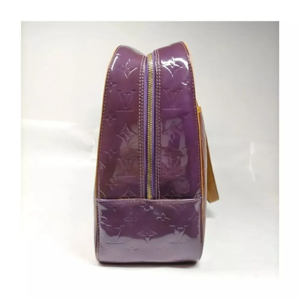 Authentic Louis Vuitton LV Hand Bag M91081 Sutton Purple/Bronze Vernis 2104323.